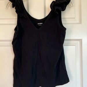 Old Navy Black Ruffle Strap Tank Top